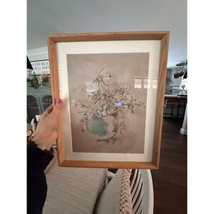 Beautiful floral picture in natural wood frame.